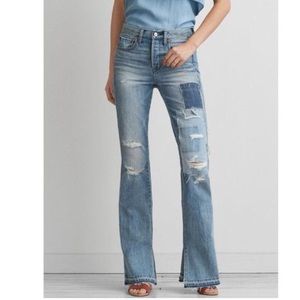 American Eagle Vintage Hi-Rise Patch Flare Jean